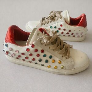 Zadig & Voltaire Gem-Studded Leather Sneakers - Multicolor Accents